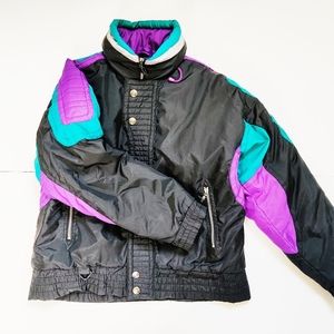 Vintage colorblock 80s 90s retro winter coat